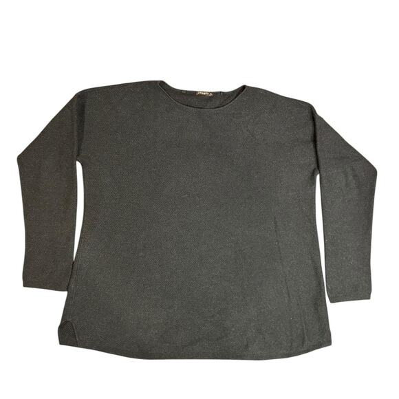 J. MCLAUGHLIN Dark Gray Grey Cashmere Blend Waffle Knit Long Sleeve Sweater XL - Picture 1 of 9